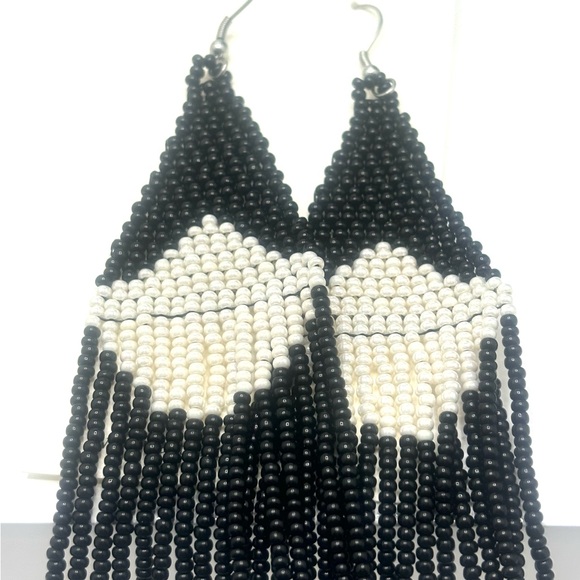 Beaded Fringe Earrings in Concha - Picture 3 of 4